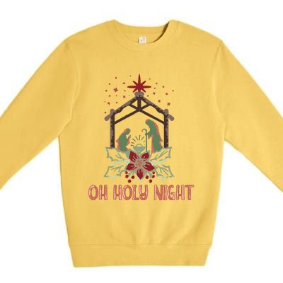 Oh Holy Night Christian Retro Christmas Religious Graphic Plus Size Premium Crewneck Sweatshirt