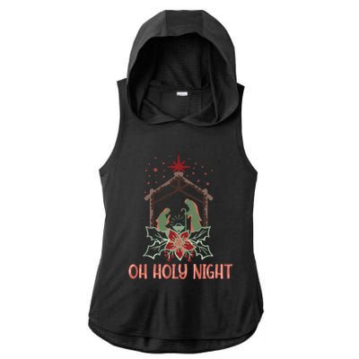 Oh Holy Night Christian Retro Christmas Religious Graphic Plus Size Ladies PosiCharge Tri-Blend Wicking Draft Hoodie Tank