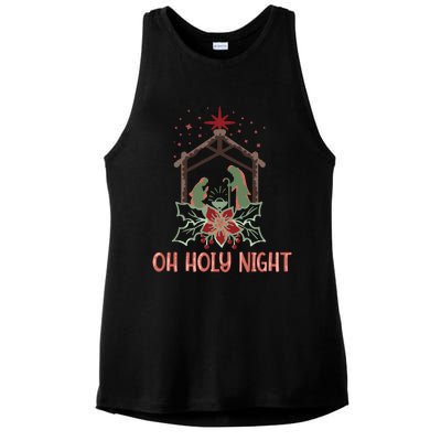 Oh Holy Night Christian Retro Christmas Religious Graphic Plus Size Ladies PosiCharge Tri-Blend Wicking Tank