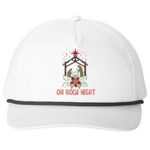 Oh Holy Night Christian Retro Christmas Religious Graphic Plus Size Snapback Five-Panel Rope Hat