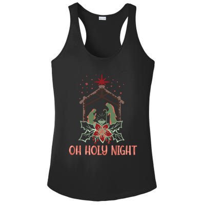 Oh Holy Night Christian Retro Christmas Religious Graphic Plus Size Ladies PosiCharge Competitor Racerback Tank