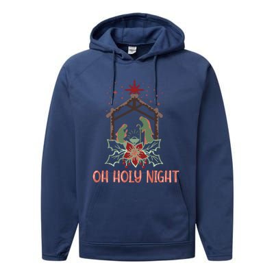 Oh Holy Night Christian Retro Christmas Religious Graphic Plus Size Performance Fleece Hoodie