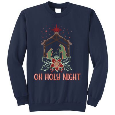 Oh Holy Night Christian Retro Christmas Religious Graphic Plus Size Sweatshirt