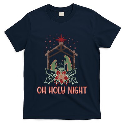 Oh Holy Night Christian Retro Christmas Religious Graphic Plus Size T-Shirt