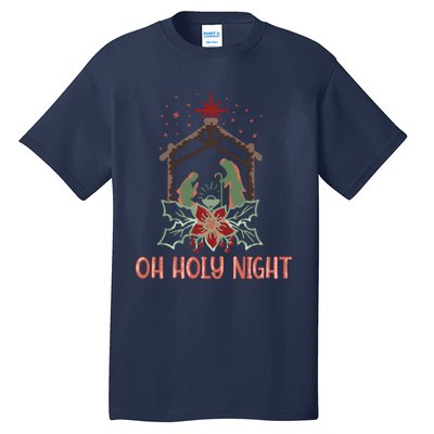 Oh Holy Night Christian Retro Christmas Religious Graphic Plus Size Tall T-Shirt