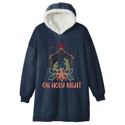 Oh Holy Night Christian Retro Christmas Religious Graphic Plus Size Hooded Wearable Blanket