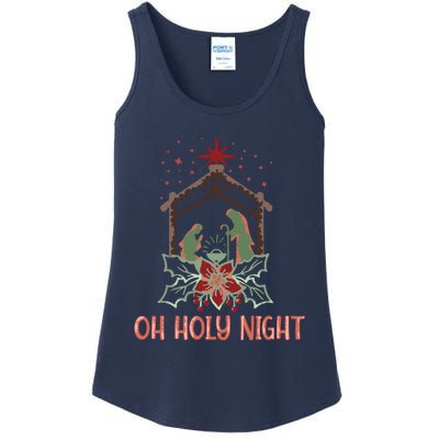 Oh Holy Night Christian Retro Christmas Religious Graphic Plus Size Ladies Essential Tank