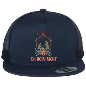 Oh Holy Night Christian Retro Christmas Religious Graphic Plus Size Flat Bill Trucker Hat