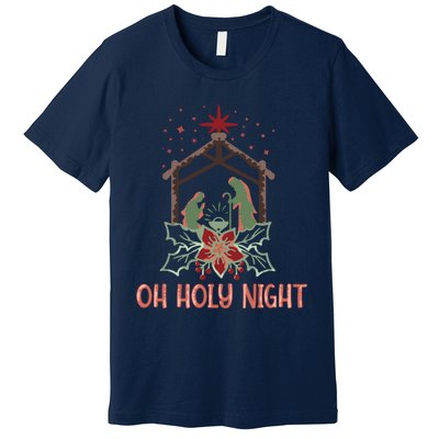 Oh Holy Night Christian Retro Christmas Religious Graphic Plus Size Premium T-Shirt