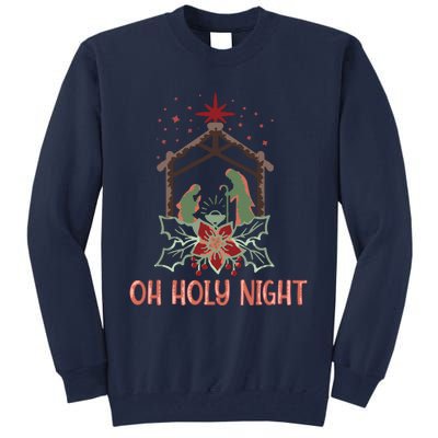 Oh Holy Night Christian Retro Christmas Religious Graphic Plus Size Tall Sweatshirt