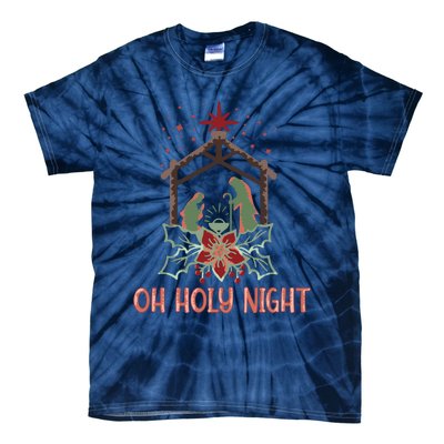 Oh Holy Night Christian Retro Christmas Religious Graphic Plus Size Tie-Dye T-Shirt