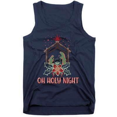 Oh Holy Night Christian Retro Christmas Religious Graphic Plus Size Tank Top