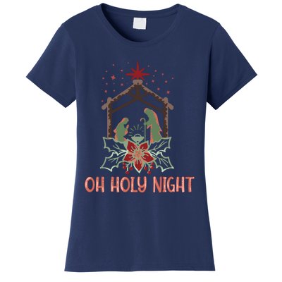 Oh Holy Night Christian Retro Christmas Religious Graphic Plus Size Women's T-Shirt