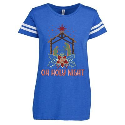 Oh Holy Night Christian Retro Christmas Religious Graphic Plus Size Enza Ladies Jersey Football T-Shirt