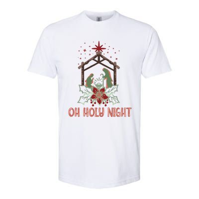 Oh Holy Night Christian Retro Christmas Religious Graphic Plus Size Softstyle CVC T-Shirt