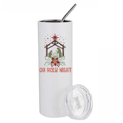 Oh Holy Night Christian Retro Christmas Religious Graphic Plus Size Stainless Steel Tumbler