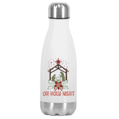 Oh Holy Night Christian Retro Christmas Religious Graphic Plus Size Stainless Steel Insulated Water Bottle