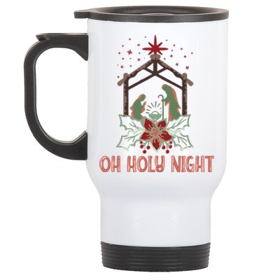 Oh Holy Night Christian Retro Christmas Religious Graphic Plus Size Stainless Steel Travel Mug