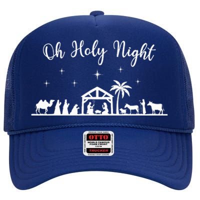 Oh Holy Night  Jesus Is The Reason For The Season Christmas  High Crown Mesh Back Trucker Hat