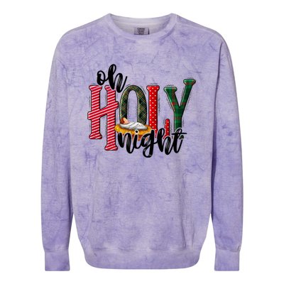 Oh Holly Night Jesus Christmas Xmas Pajamas Swea Colorblast Crewneck Sweatshirt