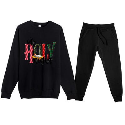 Oh Holly Night Jesus Christmas Xmas Pajamas Swea Premium Crewneck Sweatsuit Set