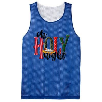 Oh Holly Night Jesus Christmas Xmas Pajamas Swea Mesh Reversible Basketball Jersey Tank