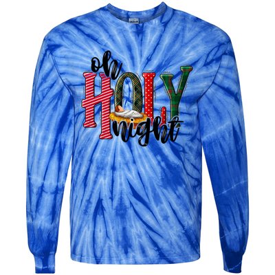 Oh Holly Night Jesus Christmas Xmas Pajamas Swea Tie-Dye Long Sleeve Shirt