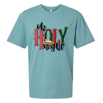 Oh Holly Night Jesus Christmas Xmas Pajamas Swea Sueded Cloud Jersey T-Shirt