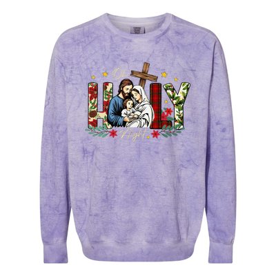 Oh Holly Night Christian True Story Jesus Christmas Colorblast Crewneck Sweatshirt