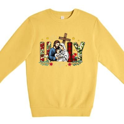 Oh Holly Night Christian True Story Jesus Christmas Premium Crewneck Sweatshirt