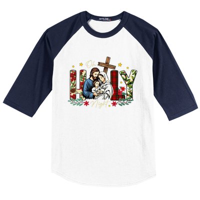 Oh Holly Night Christian True Story Jesus Christmas Baseball Sleeve Shirt