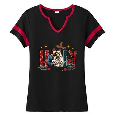 Oh Holly Night Christmas Nativity Jesus Xmas Christian Ladies Halftime Notch Neck Tee