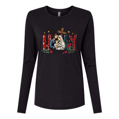 Oh Holly Night Christmas Nativity Jesus Xmas Christian Womens Cotton Relaxed Long Sleeve T-Shirt