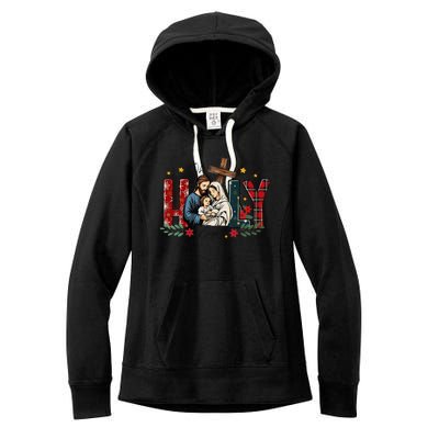 Oh Holly Night Christmas Nativity Jesus Xmas Christian Women's Fleece Hoodie