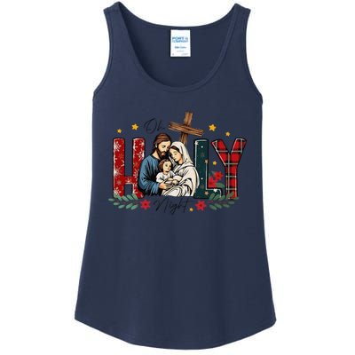 Oh Holly Night Christmas Nativity Jesus Xmas Christian Ladies Essential Tank