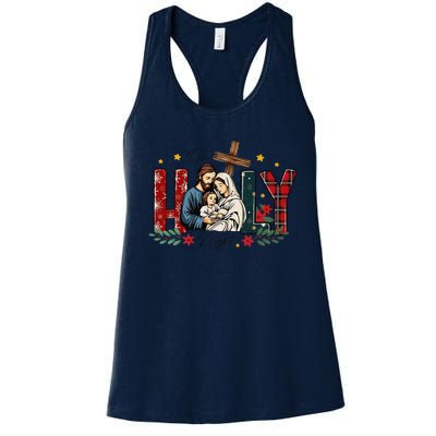 Oh Holly Night Christmas Nativity Jesus Xmas Christian Women's Racerback Tank