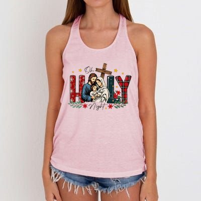 Oh Holly Night Christmas Nativity Jesus Xmas Christian Women's Knotted Racerback Tank