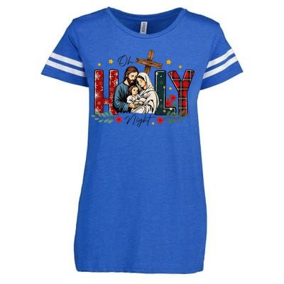 Oh Holly Night Christmas Nativity Jesus Xmas Christian Enza Ladies Jersey Football T-Shirt