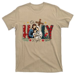 Oh Holly Night Christmas Nativity Jesus Xmas Christian T-Shirt