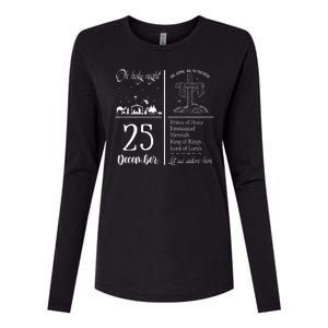 Oh Holy Night Let Us Adore Him Christmas Christian Nativity Womens Cotton Relaxed Long Sleeve T-Shirt