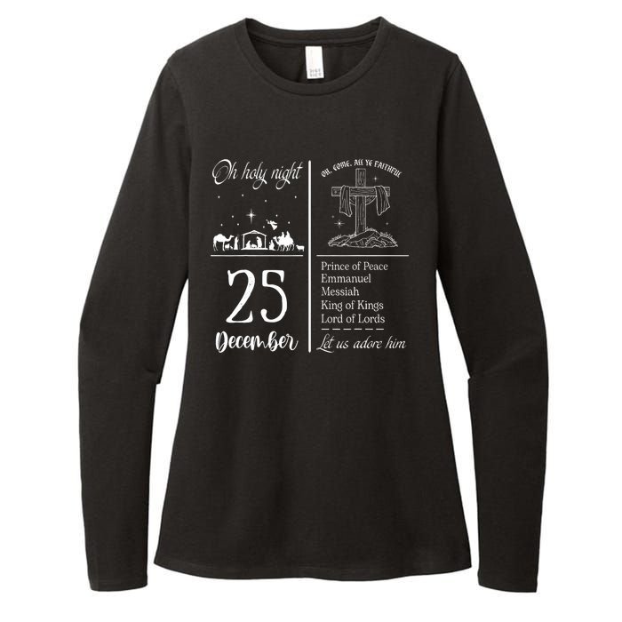 Oh Holy Night Let Us Adore Him Christmas Christian Nativity Womens CVC Long Sleeve Shirt