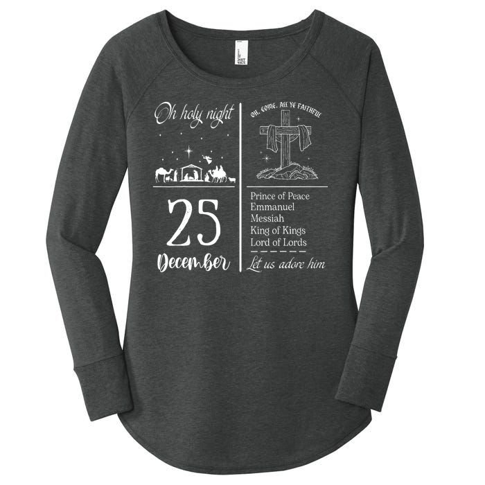 Oh Holy Night Let Us Adore Him Christmas Christian Nativity Women's Perfect Tri Tunic Long Sleeve Shirt