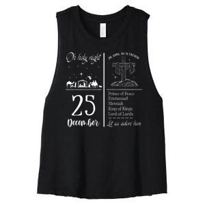 Oh Holy Night Let Us Adore Him Christmas Christian Nativity Women's Racerback Cropped Tank