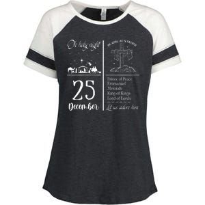 Oh Holy Night Let Us Adore Him Christmas Christian Nativity Enza Ladies Jersey Colorblock Tee