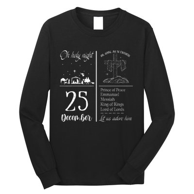 Oh Holy Night Let Us Adore Him Christmas Christian Nativity Long Sleeve Shirt