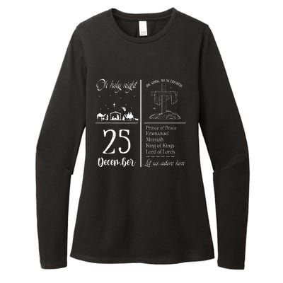 Oh Holy Night Let Us Adore Him Christmas Christian Nativity Womens CVC Long Sleeve Shirt