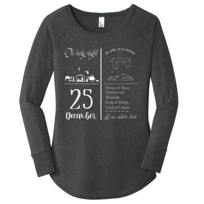 Oh Holy Night Let Us Adore Him Christmas Christian Nativity Women's Perfect Tri Tunic Long Sleeve Shirt