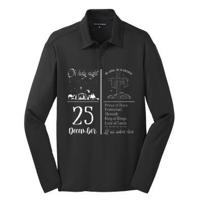 Oh Holy Night Let Us Adore Him Christmas Christian Nativity Silk Touch Performance Long Sleeve Polo