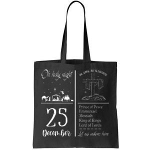 Oh Holy Night Let Us Adore Him Christmas Christian Nativity Tote Bag