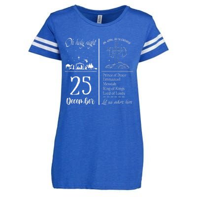 Oh Holy Night Let Us Adore Him Christmas Christian Nativity Enza Ladies Jersey Football T-Shirt